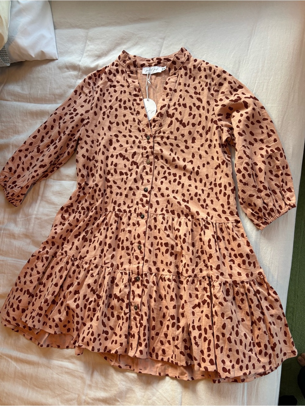 Petal & Pup Blush Pink Spotted Tiered Dress